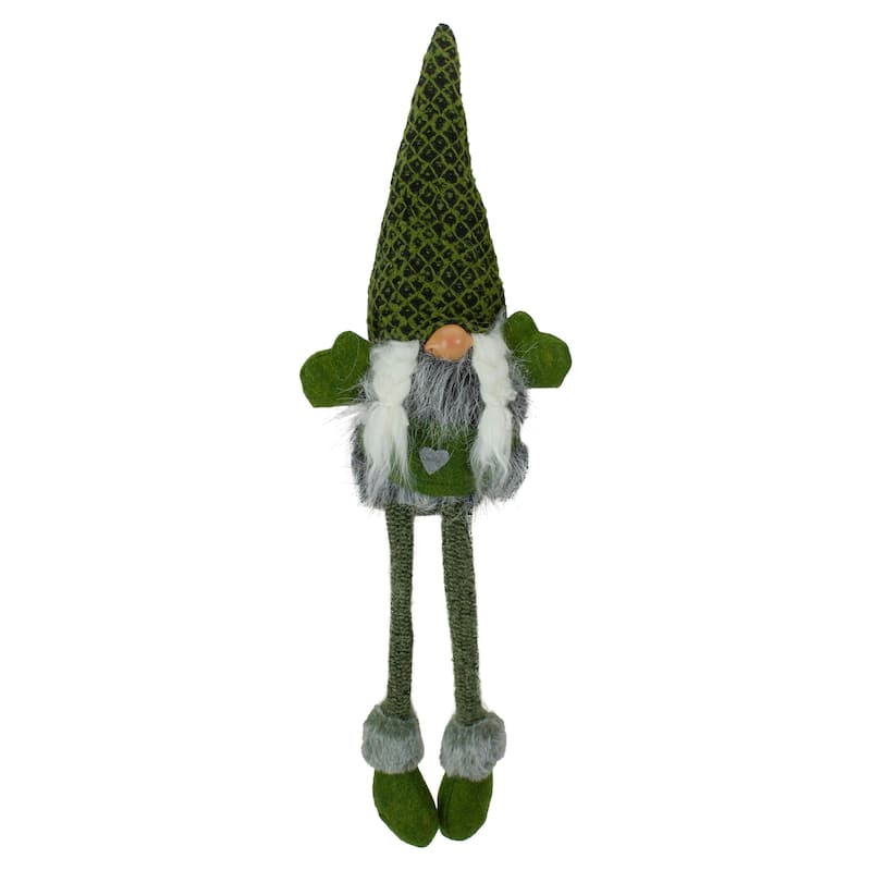 23" Black Dark Green Sitting Girl Gnome Christmas Tabletop Decoration
