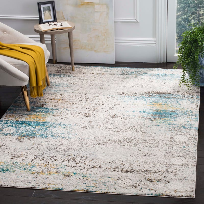 SAFAVIEH Aria Anet Vintage Boho Oriental Rug - 5'1" x 7'3" - Blue/Creme