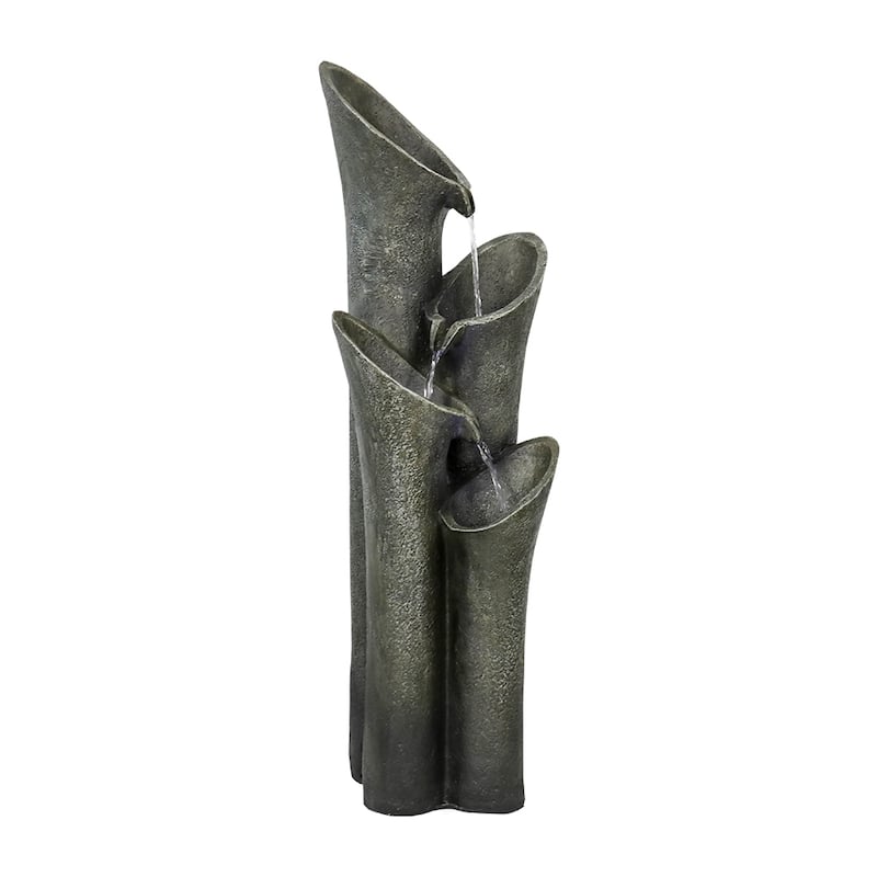 Modern Outdoor Floor Rock Water Fountain 33.5" H with LED