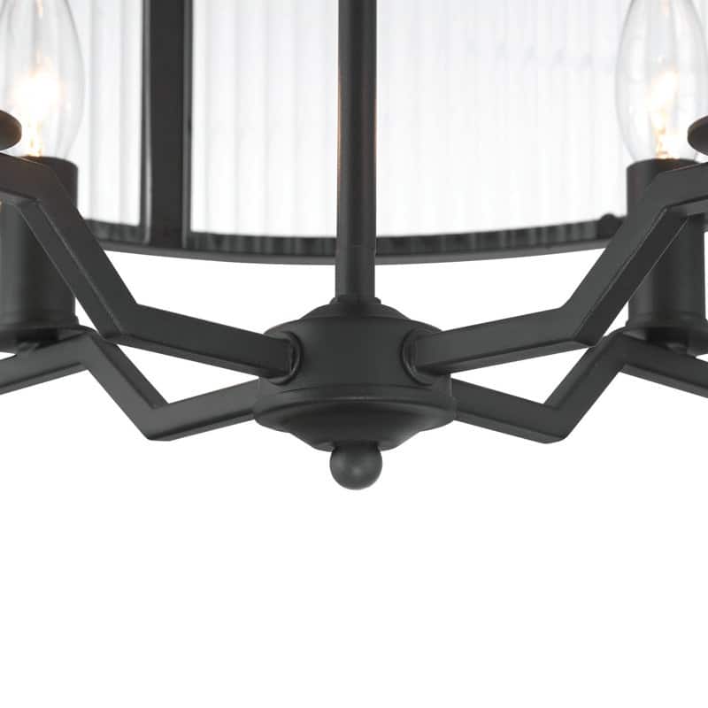 Acroma - 4 Light Steel & Glass Dimmable Drum Chandelier - N/A