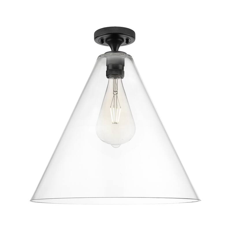 Innovations Lighting Downtown Urban - Crown Point - 1 Light 16" Berkshire Flush Mount - Clear/Matte Black