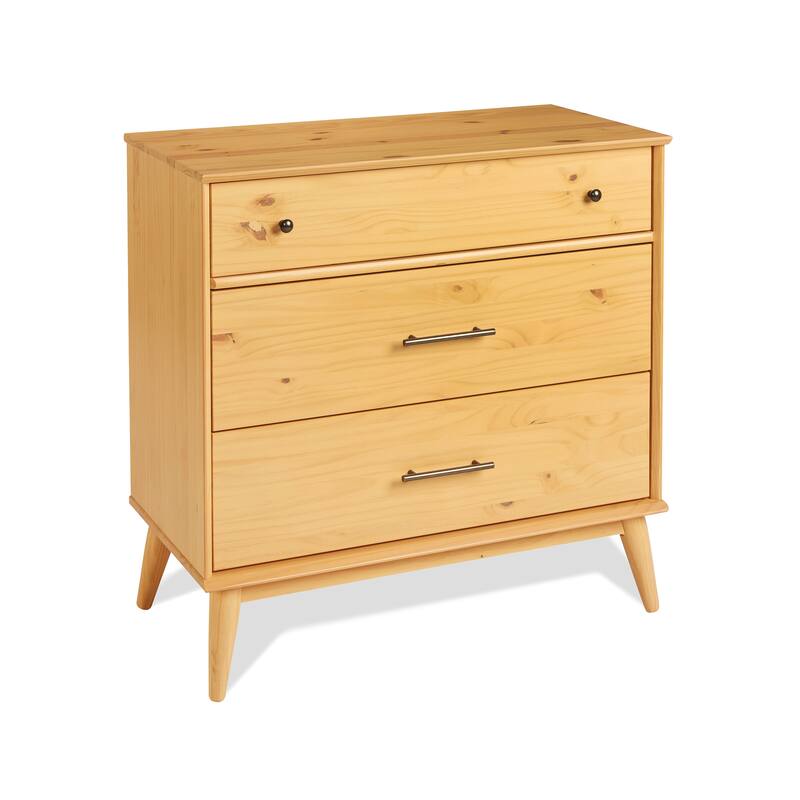 Mid Century Three Drawer Dresser - Scandinavian Oak Finish