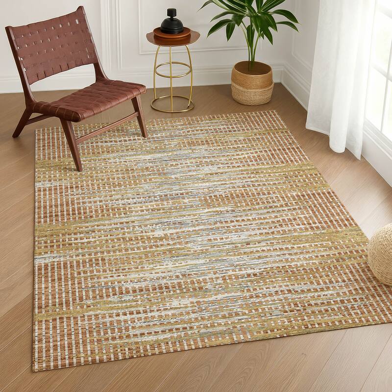 Machine Washable Indoor/ Outdoor Casual Keystone Chantille Rug