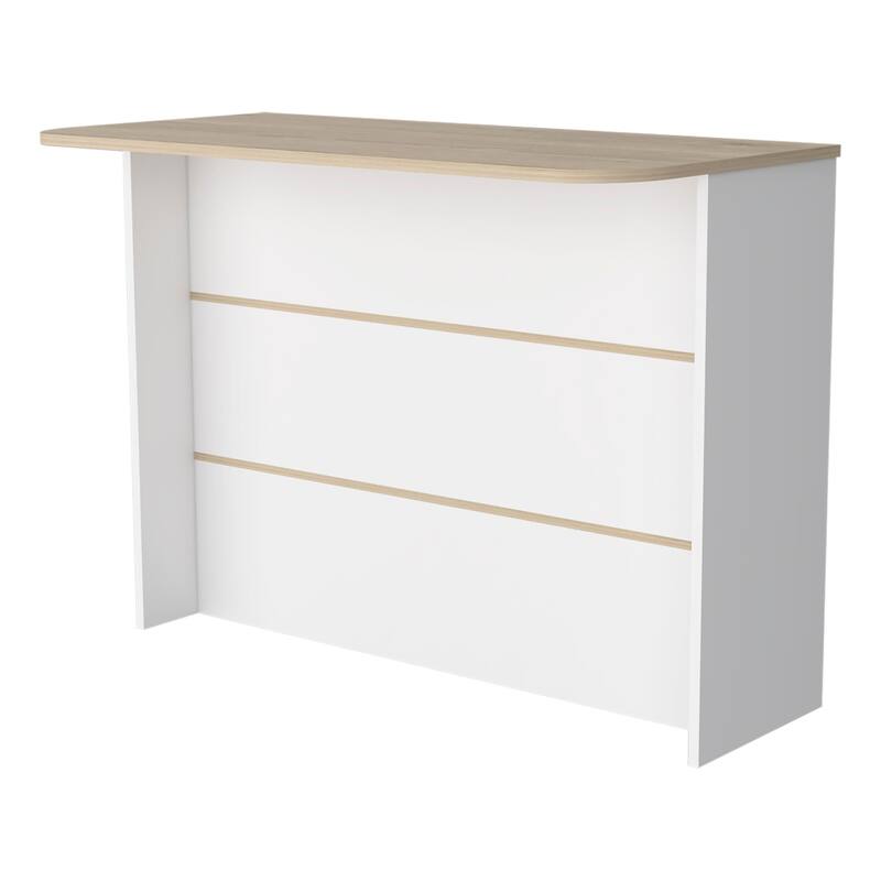HomeRoots White and Natural 47" Kitchen Island With Storage - 47.24 in. x 35.43 in. x 23.62 in.