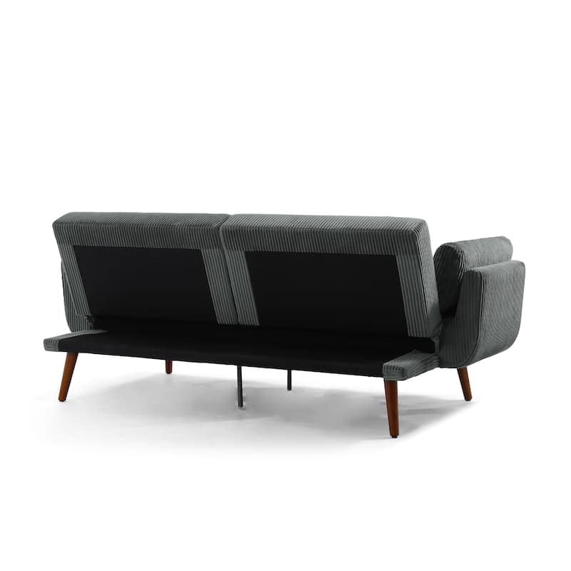 73" W Upholstered Corduroy Convertible Sleeper Sofa Bed with Pillows