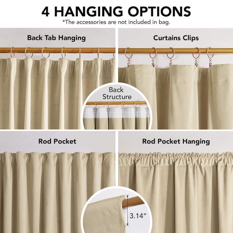 Deconovo Velvet Room Darkening Curtain Panel, Thermal Insulated