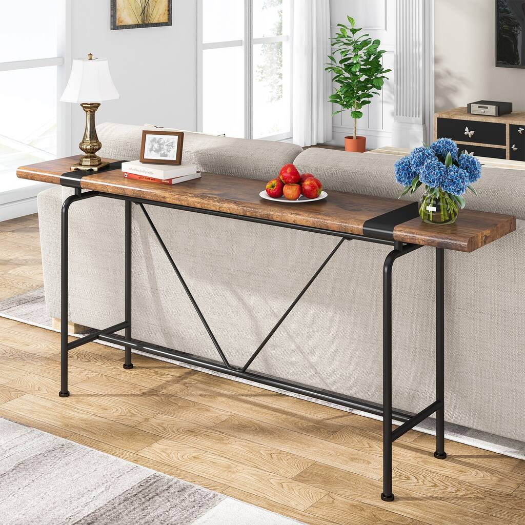 70 Inch Extra-long Sofa Console Table, Rustic Wood Hallway/Entryway Table