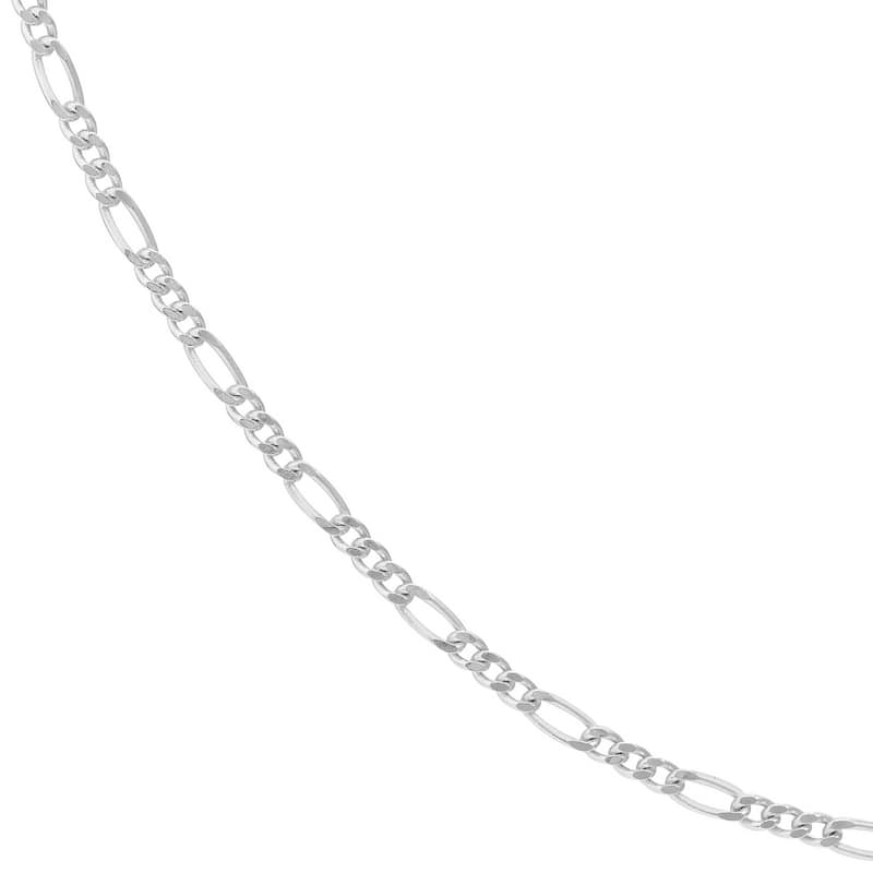 Curata 10k White Gold 1.28mm Figaro Chain Necklace (Spring Ring)