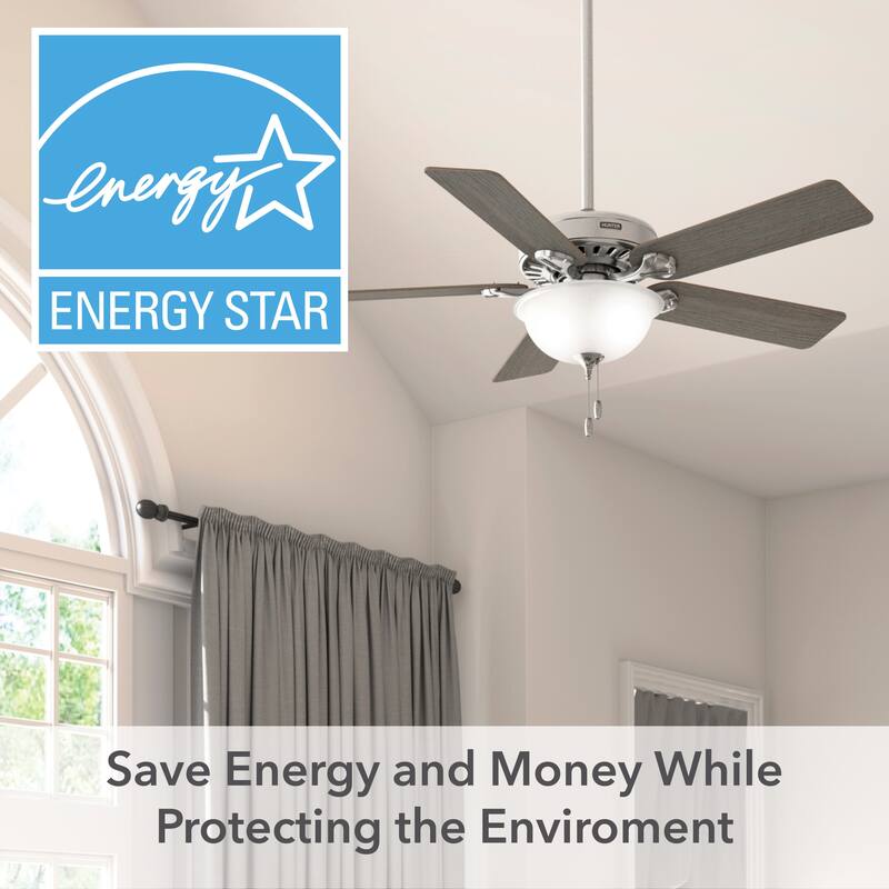 Hunter 52" Pro's Best Traditional Ceiling Fan with LED Light Kit and Pull Chain - DC Motor - ENERGY STAR!