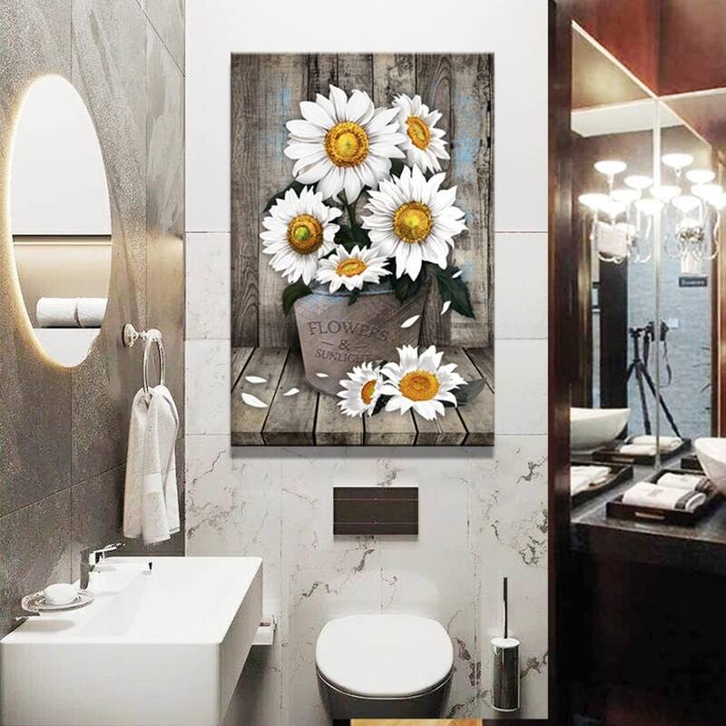 White Sunflower Wall Art Decor