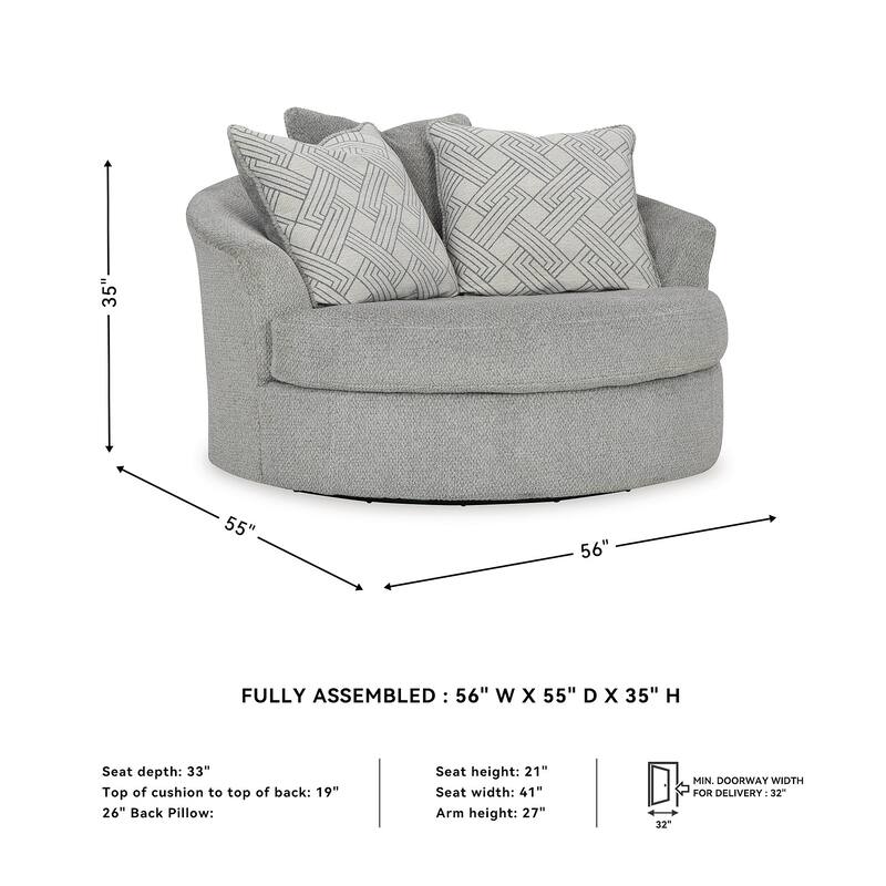 Signature Design by Ashley Casselbury Cement Oversized Swivel Accent Chair - 56" W x 55" D x 39" H