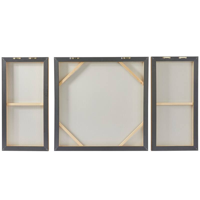 Gold Canvas Ripple Starburst Framed Wall Art with Gold Frame (Set of 3)