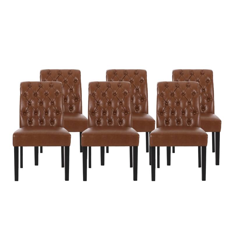 Elwood Tufted Rolltop Dining Chairs (Set of 6) by Christopher Knight Home
