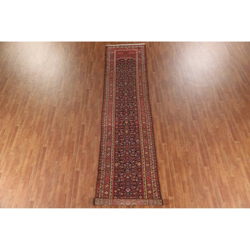 Pre-1900 Antique Bakhtiari Persian Runner Rug Handmade Wool Carpet - 3'4"x 15'8"