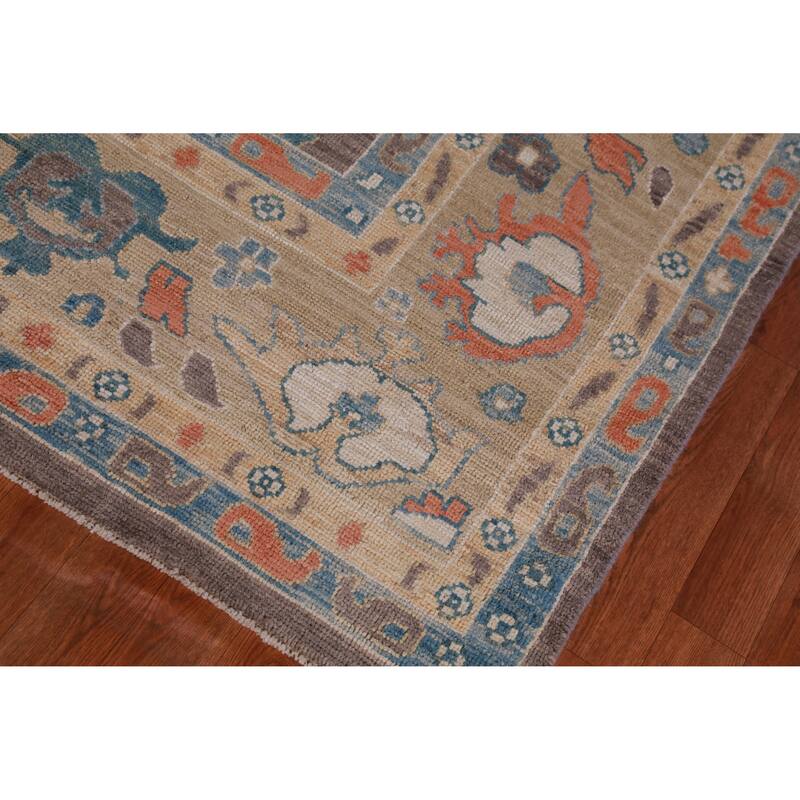 Hand Knotted Oriental 100% Wool Carpet Transitional All-Over Greys & Charcoal Oushak Area Rug - 12' 3'' X 9' 0''