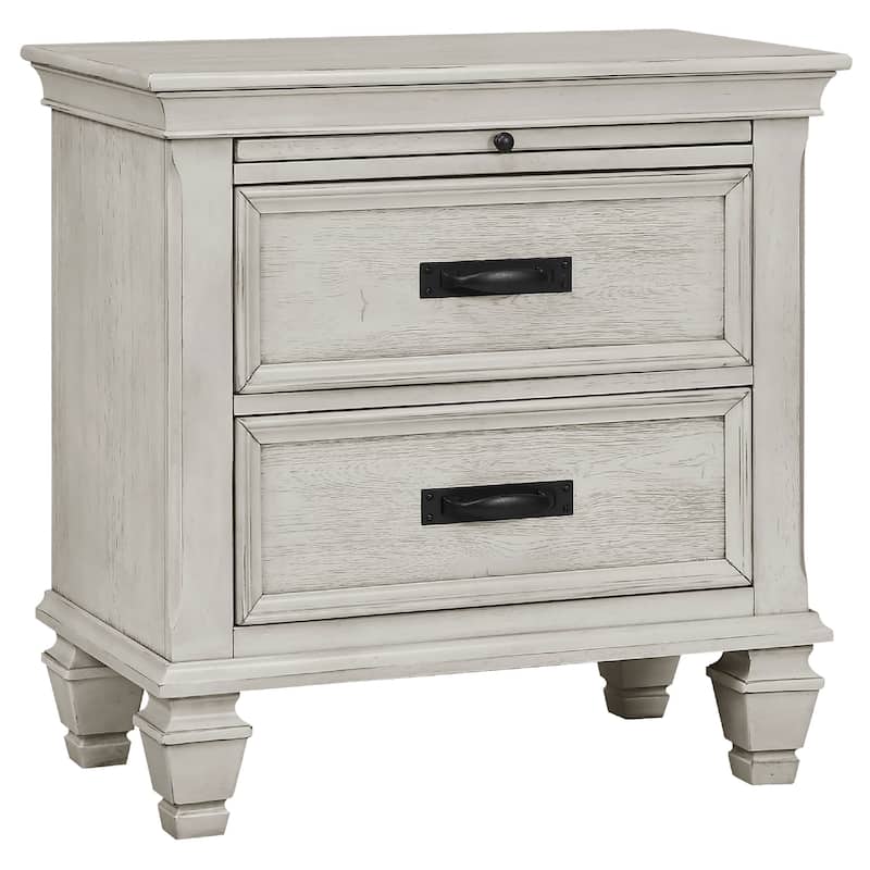 Eli 5 Piece Queen Bedroom Set, Footboard Storage, Rustic White Wood