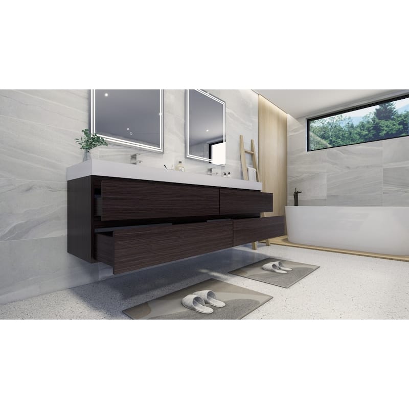 Baillie 84'' Wall-Mounted Vanity with Double Reinforced Acrylic Sink