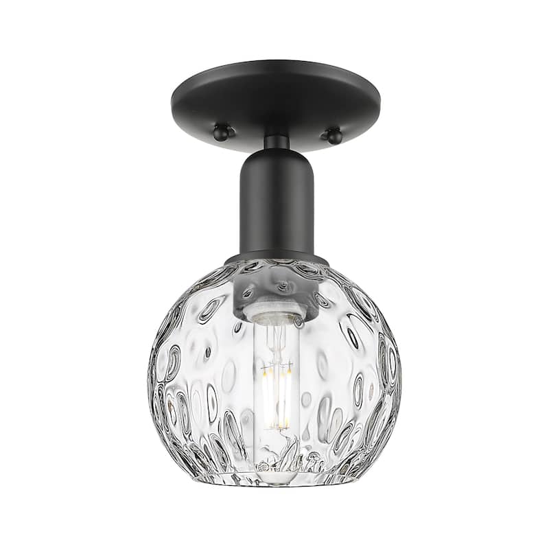 Innovations Lighting 716-1C-10-6 Athens Water Glass Semi-Flush Athens - Matte Black / Clear Water Glass