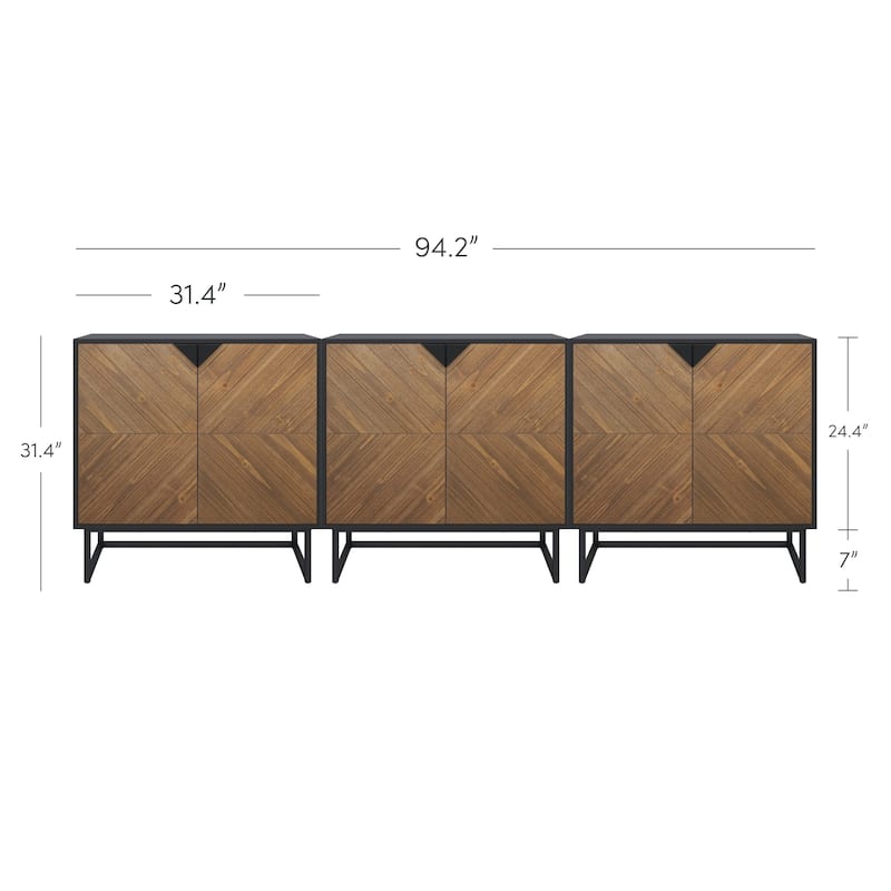 Nathan James Enloe Rustic Doors Metal Base Free Standing Modern Storage Cabinet for Entryway