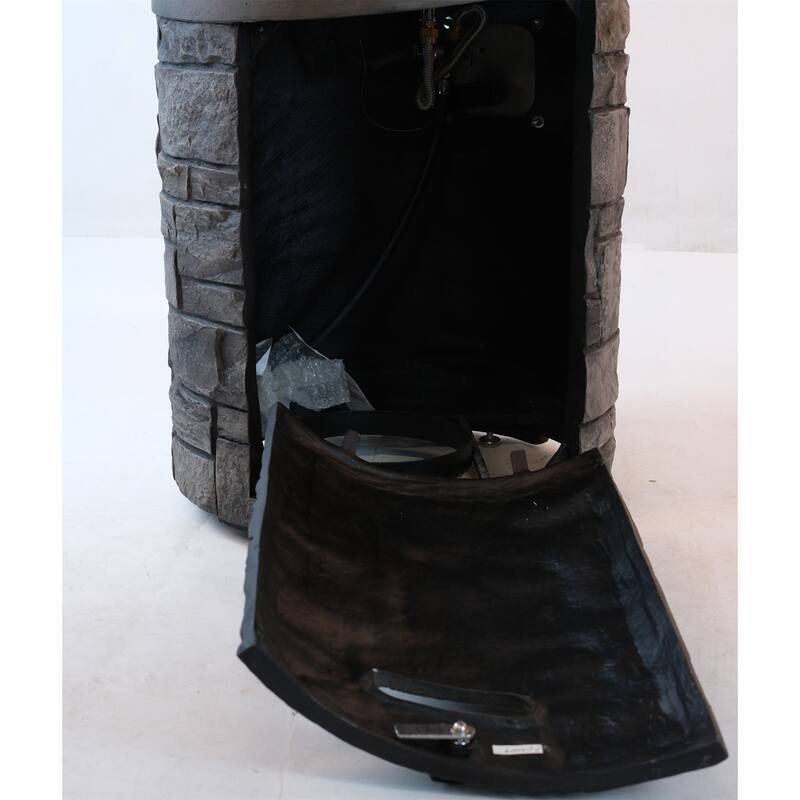 20 in. W x 20 in. D x 26 in. H Round Gas Burning Outdoor Fire Pit in Stone Gray