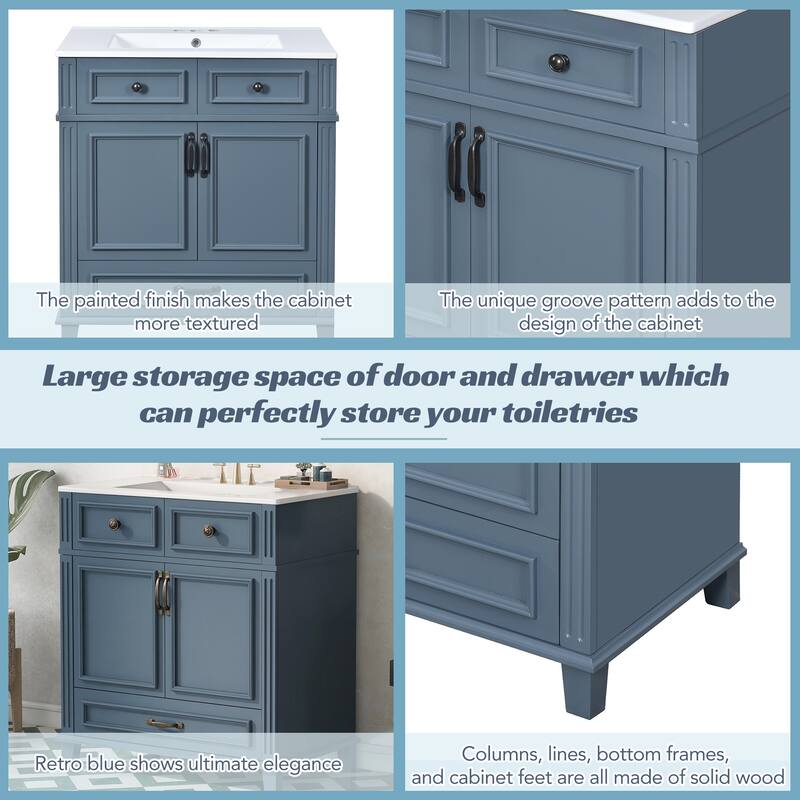 Bathroom Vanity Cabinet with Storage Cabinet, Drawer and Metal Handles