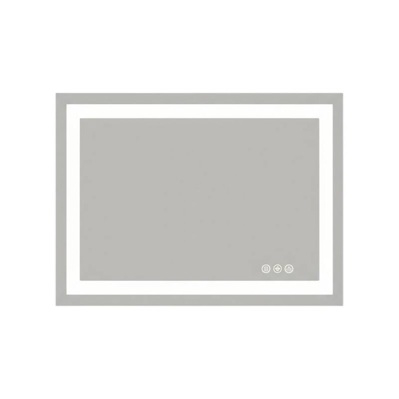 HomeRoots 28" Clear Lighted Frameless Bathroom Vanity Mirror - 36.00 in. x 28.00 in. x 1.20 in.