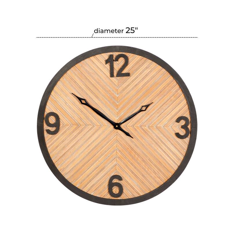 Brown Wood Carved Wall Clock 25 x 3 x 25 On Sale Bed Bath