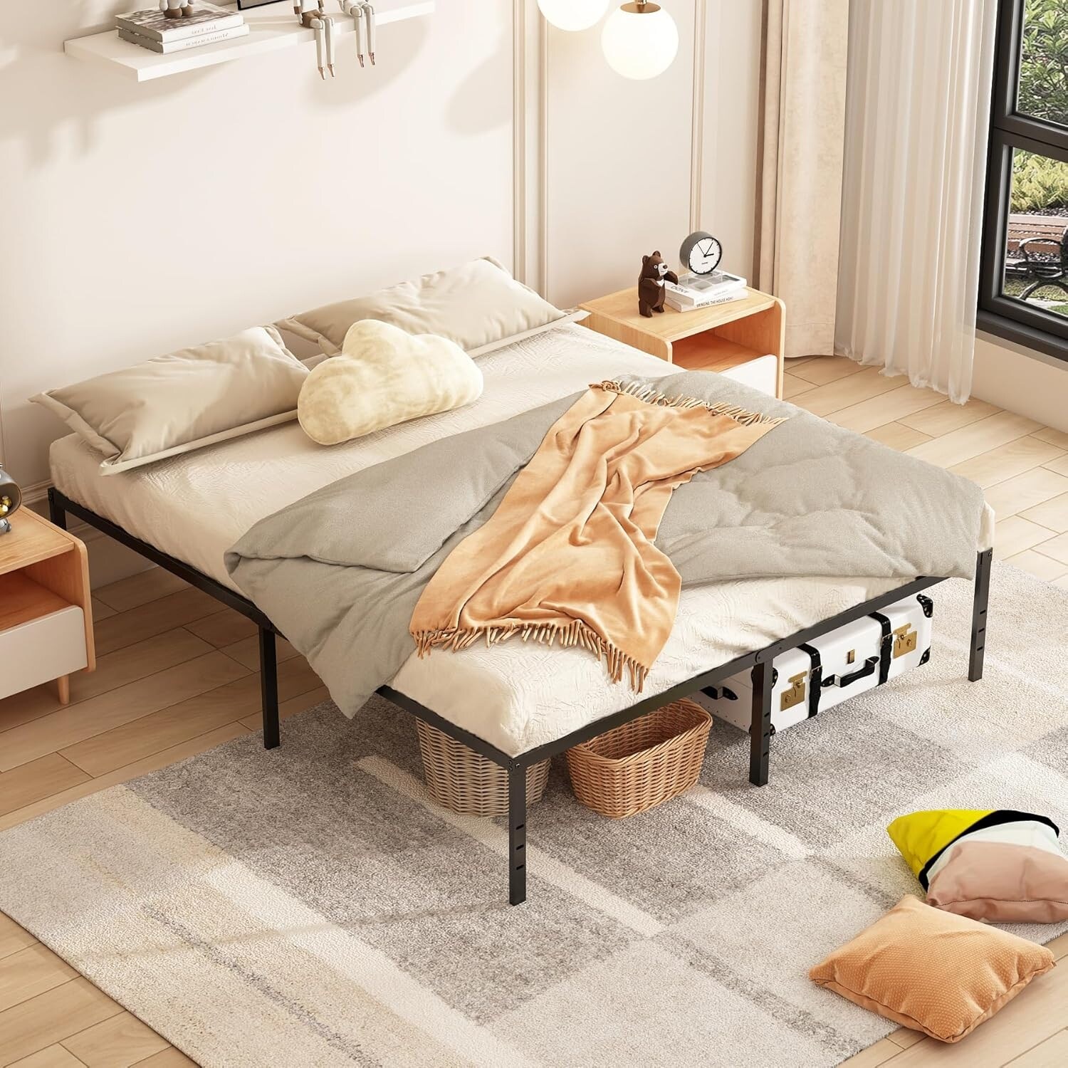 Full-Bed-Frame,-Sturdy-Twin-