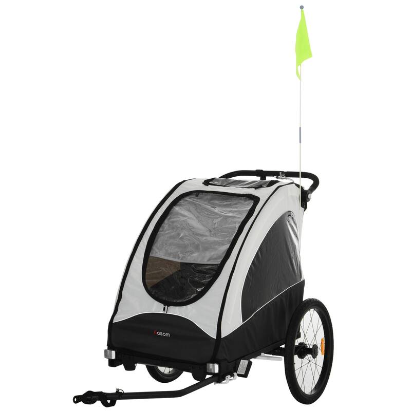 Aosom 3-in-1 Folding Child Bike Trailer Jogging & Baby Stroller with Shock Absorbing Frame & Adjustable Handlebar