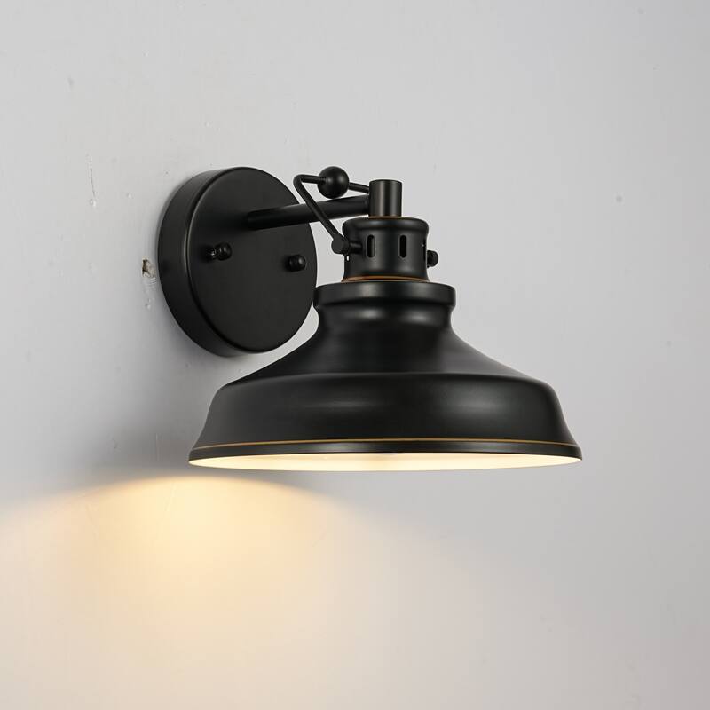 1-Light Industrial Retro Iron Black Wall Light for Bedroom Hallway - 1 Light