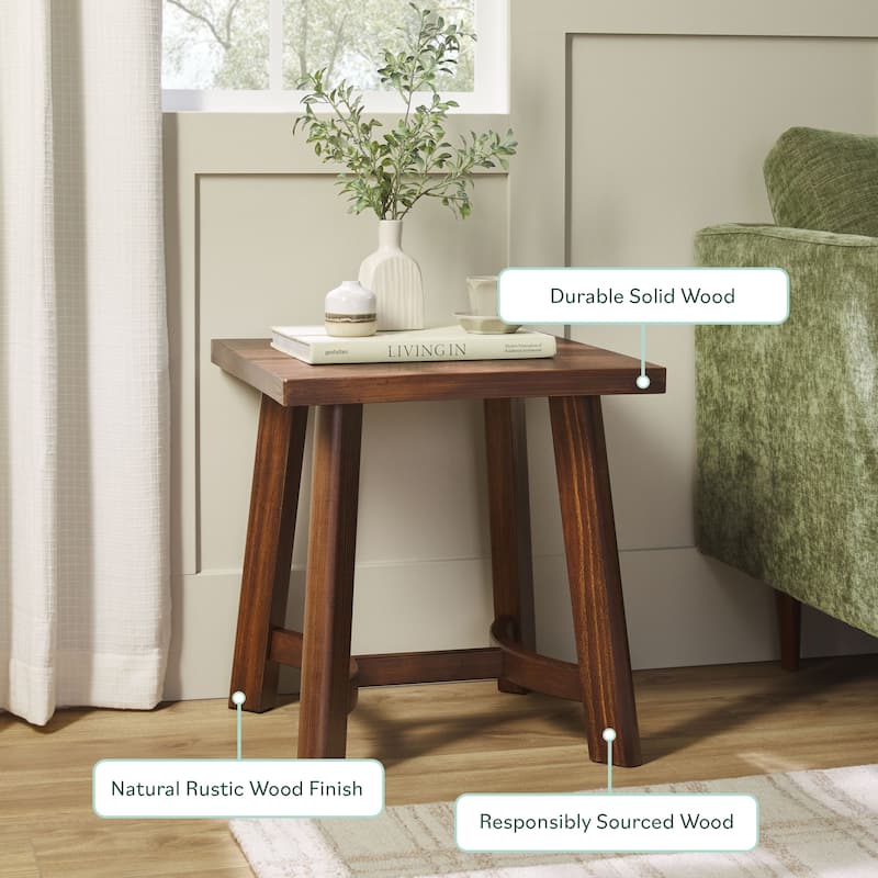 Walker Edison Modern Farmhouse Square Solid Wood Side Table (Set of 2)
