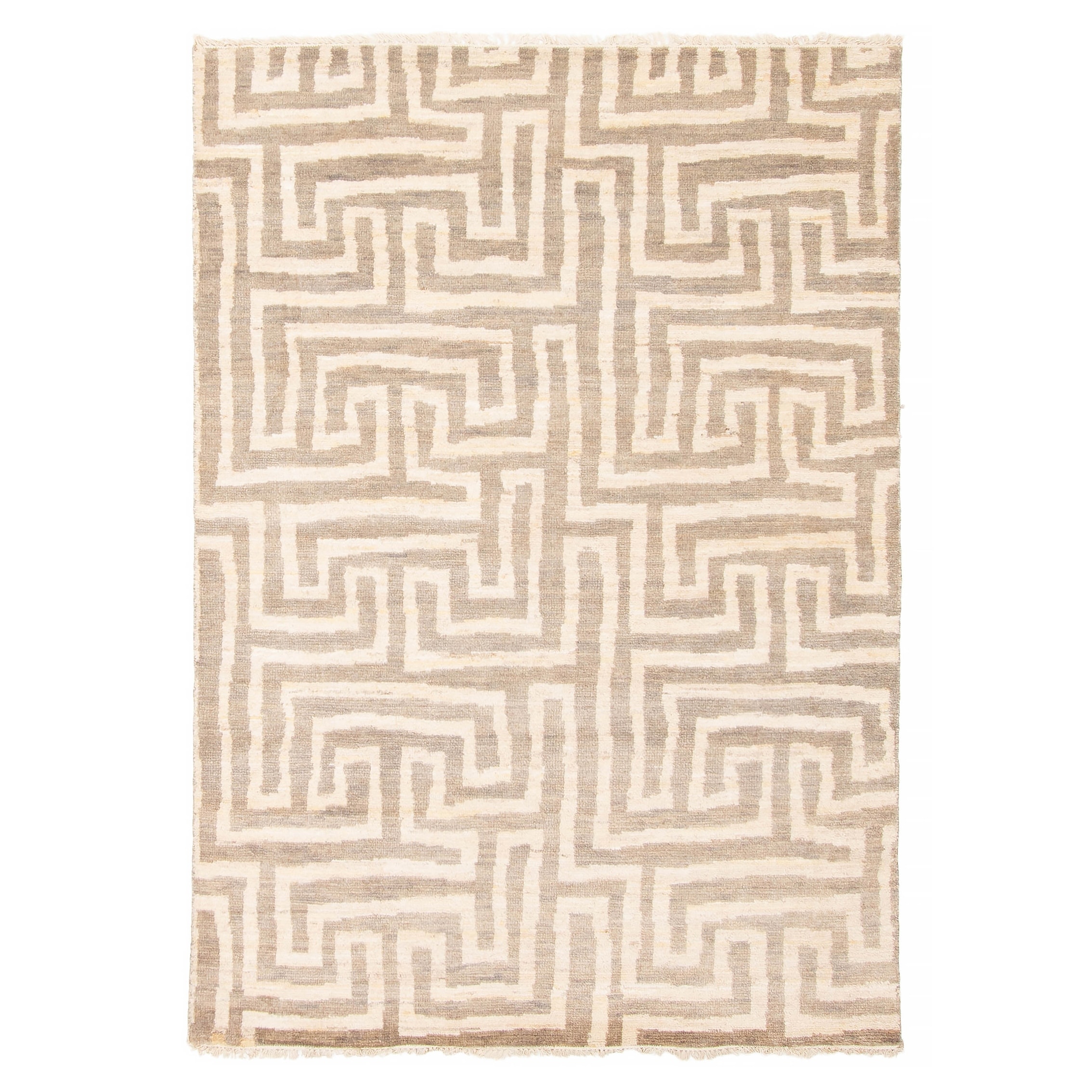 ECARPETGALLERY Hand-knotted Mystique Beige Wool Rug - 4'2 x 5'11