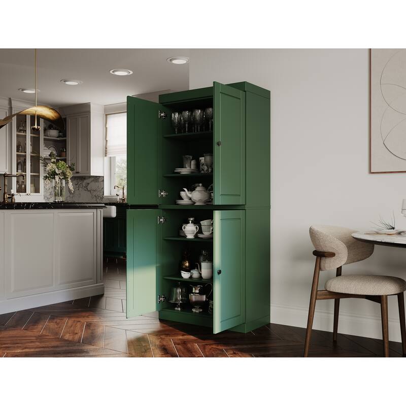 Palace Imports 100% Solid Wood Pantry Cabinet, Raised Panel Doors, Adjustable Shelves, 32" Wide, 71.5" Tall - 32" x 71.5"