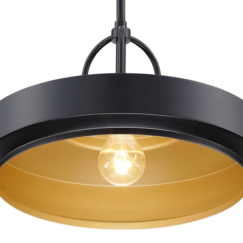 Odea 14 in. 1-Light Matte Black Transitional Pendant Light