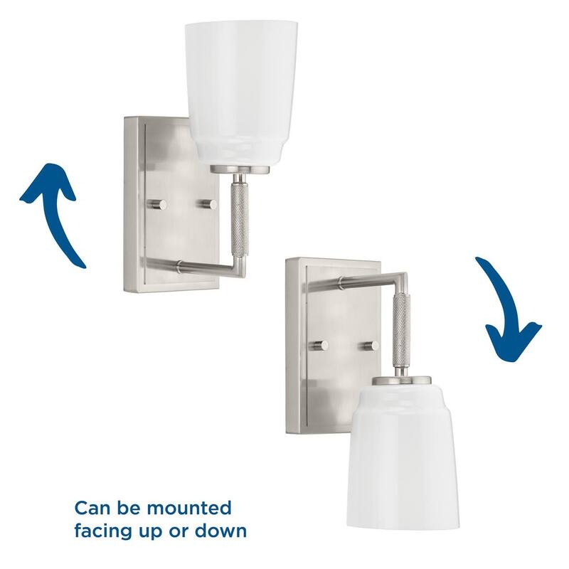 Spenser Collection One-Light Brushed Nickel Industrial Vanity Light - 4.5 in x 5.75 in x 10.62 in