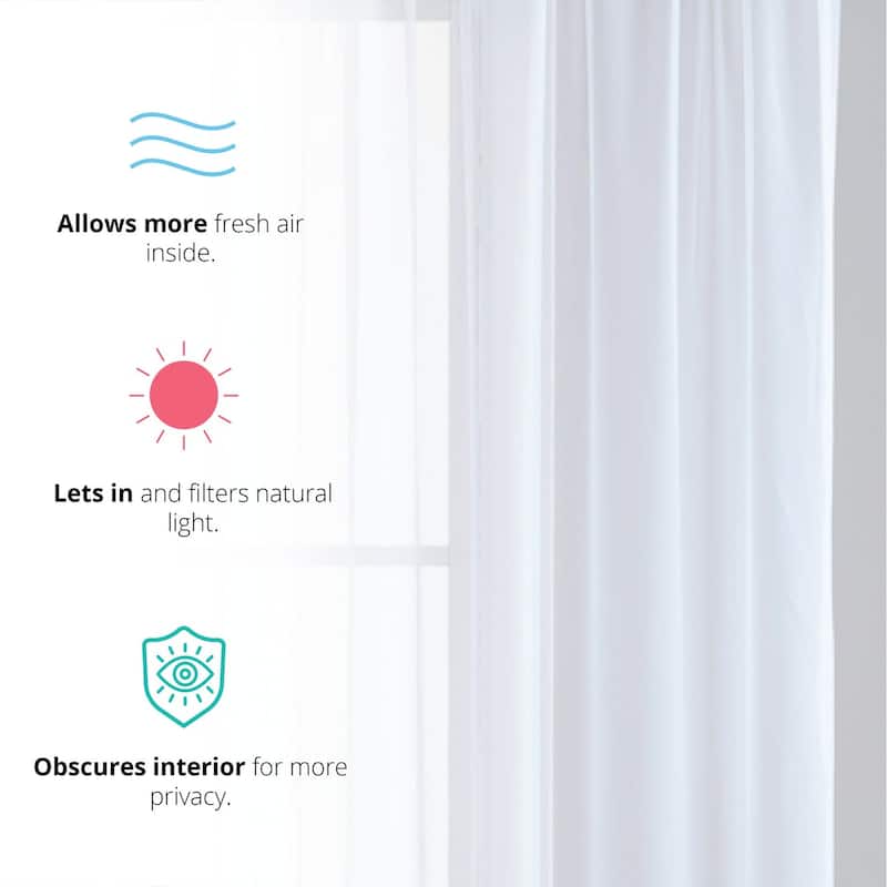 HLC.me Sheer Voile Window Treatment Rod Pocket Curtain Panels for Bedroom, Living Room, Kitchen - Set of 2 panels