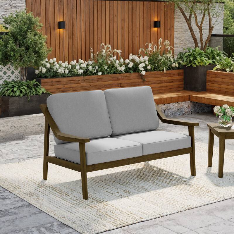 Solid Wood Outdoor Arm Chair Loveseat with Cushion