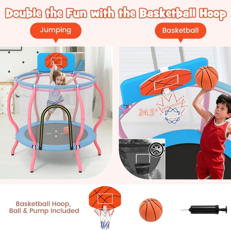 Kids Trampoline Indoor & Outdoor Pumpkin Trampoline-Pink - Multi