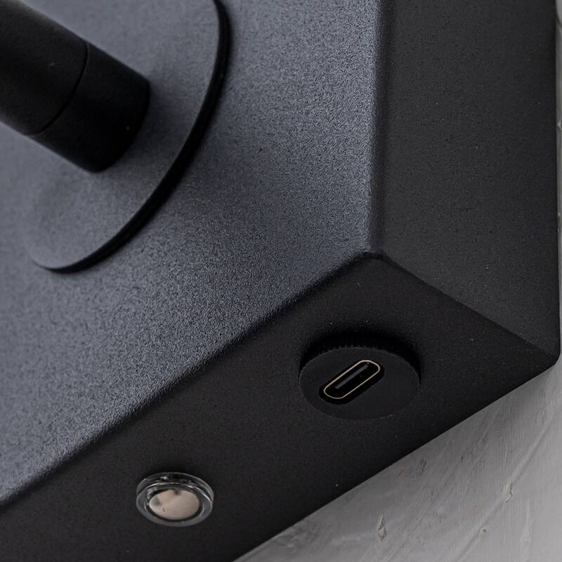 Modern Black Cordless USB-C Rechargeable LED Spotlight with Touch Remote Control Adjustable and Stepless Dimmable Accent Light