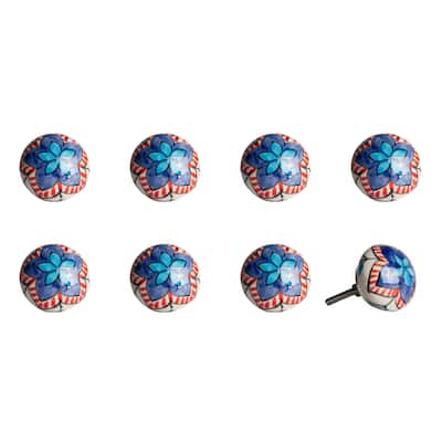 HomeRoots 1.5" x 1.5" x 1.5" Ceramic/Metal Multicolor 8 Pack Knob - 1.5" x 1.5" x 1.5"