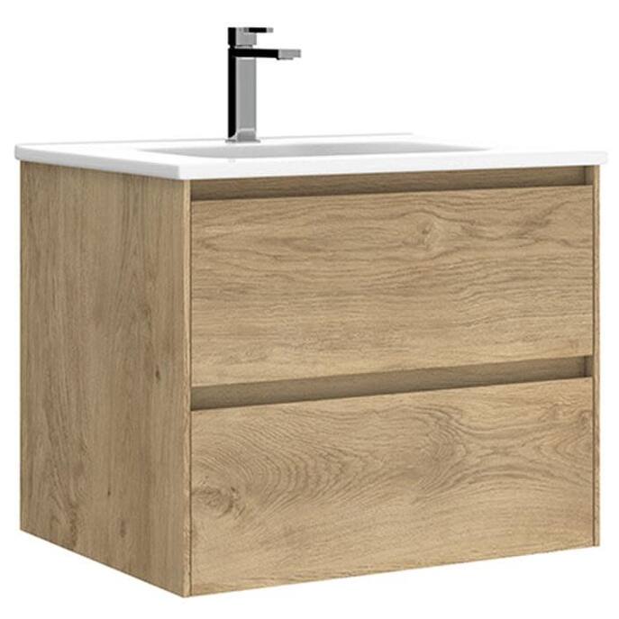 WS Bath Collections Perla C60 Perla 24" Wall Mounted Single Basin - Natural Oak - Oak Finish