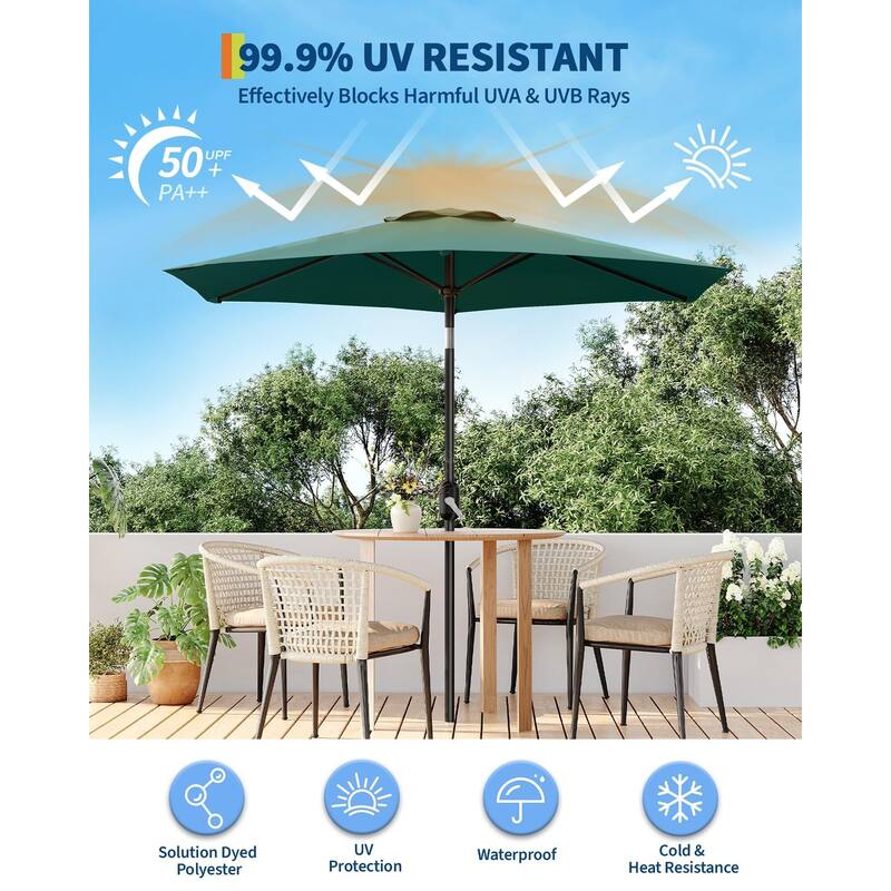 Coromose 7.5FT Patio Umbrella Outdoor, 6 Sturdy Ribs UV Protection,for Deck Poolside Backyard - Dark Green
