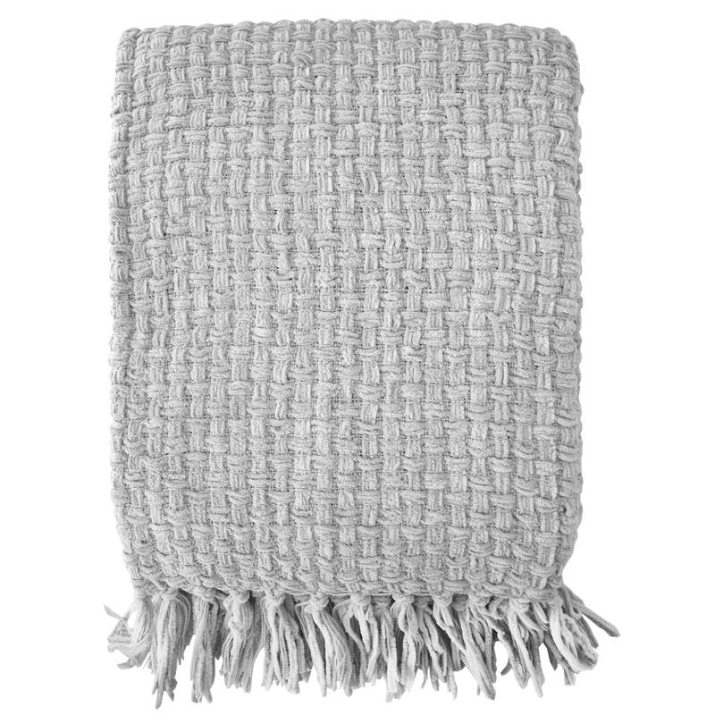 Fabstyles Chenille Basket Weave Polyester Throw Blanket - 50x60 - Steel Grey