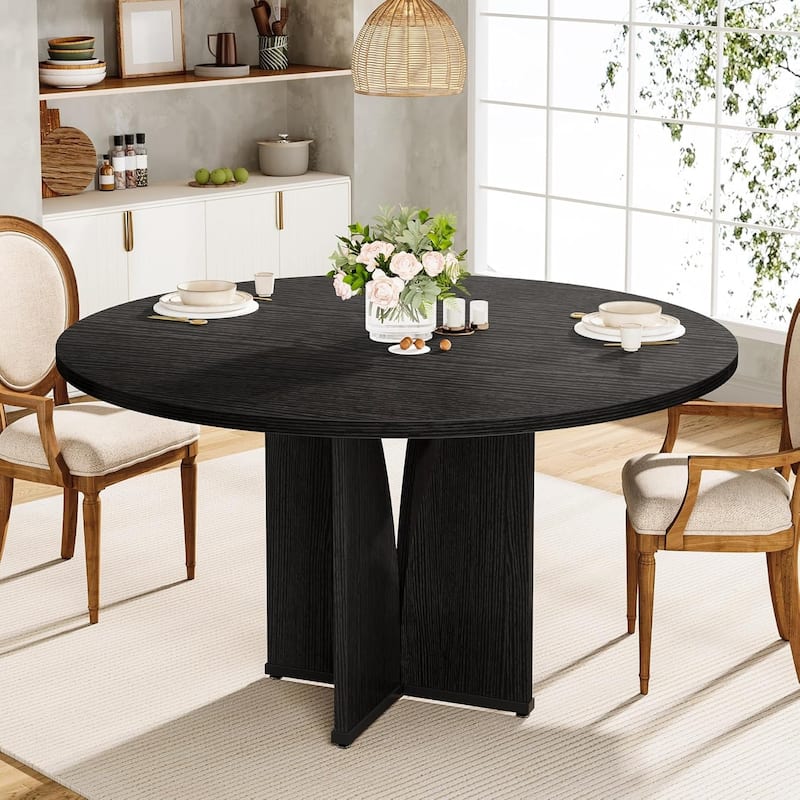 39.4-inch Wood Round Kitchen/Dining Table for 4 People Dining/Living Room