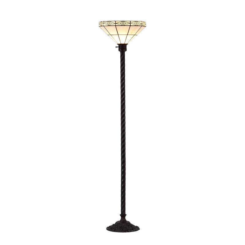 Tiffany-style Mission-style White Torchiere