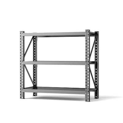 3-Tier Industrial Shelving Rack - 47in, Heavy Duty Steel Shelving Unit Adjustable, 51.2" W*23.6" D*47.3"H, Black, Requires Assem
