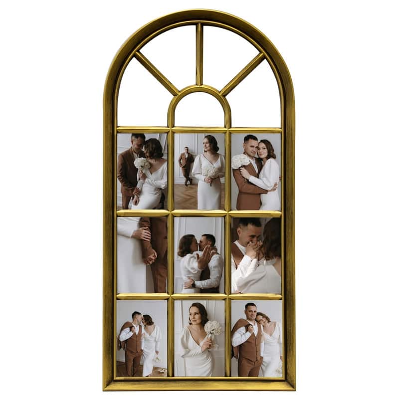 Gallery Distressed Arched Window Pane Wall Hanging Decorative Photo Collage Picture Frame