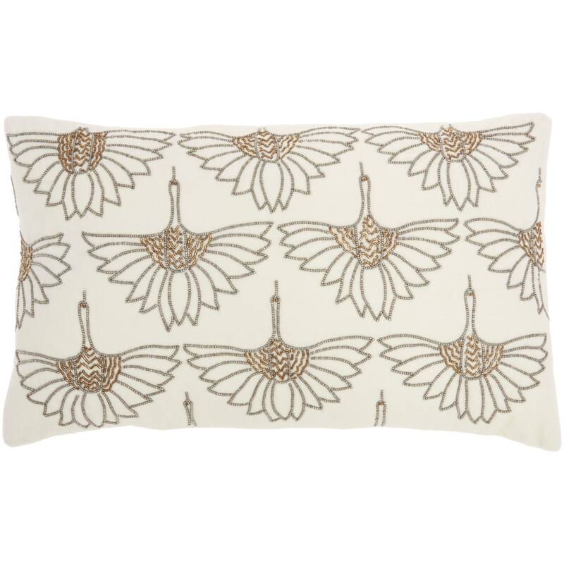 Mina Victory Beaded Flowers Throw Pillow