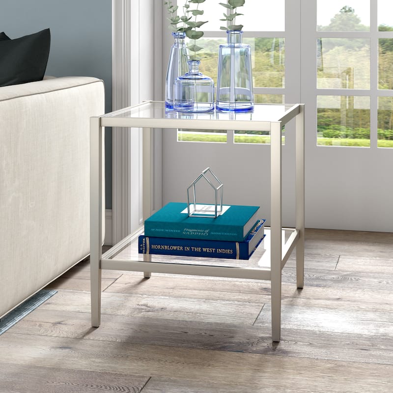 Hera 20" Wide Square Side Table with Mirror Shelf - 20" Wide