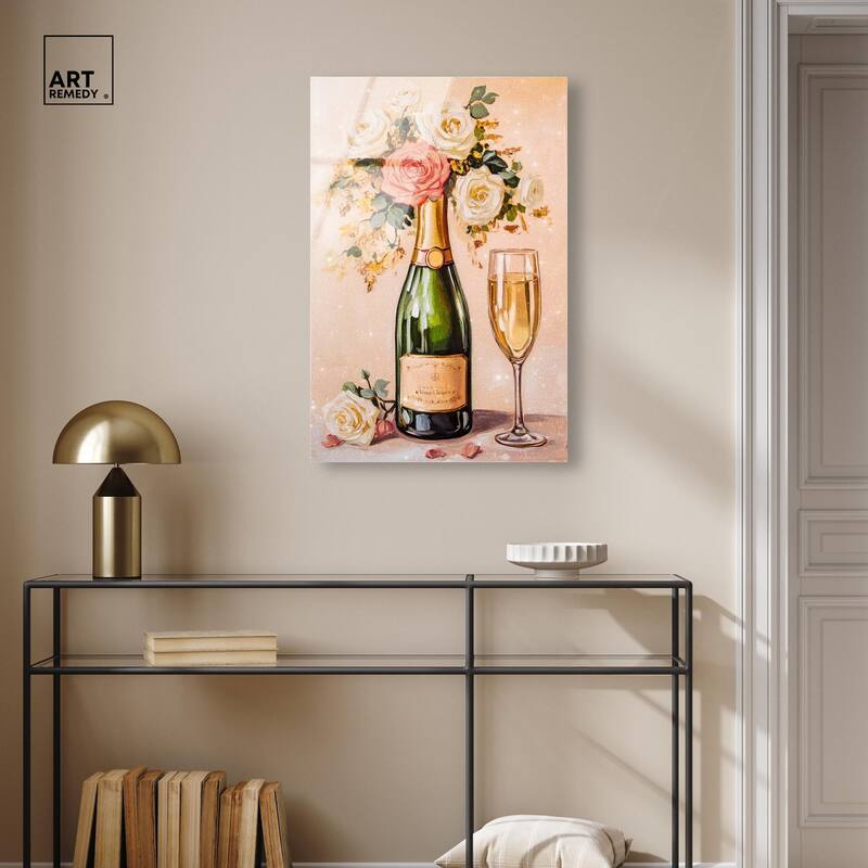 Blooming Champagne Vase Acrylic by Art Remedy, Ready to Hang